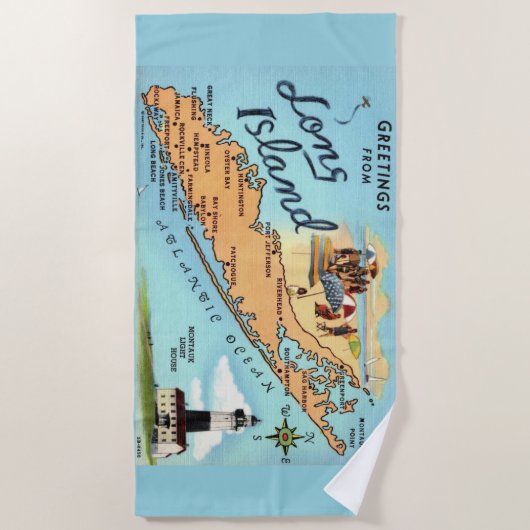  kaart van Long Island Strandlaken (Voorkant)