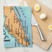  kaart van Long Island Theedoek (Quarter Fold)