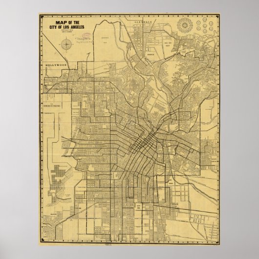  kaart van Los Angeles CA (1914) Poster (Voorkant)