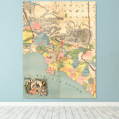  kaart van Los Angeles County CA (1888) Canvas Afdruk (Insitu (Houten vloer))