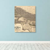 kaart van Los Angeles County CA (1900) Canvas Afdruk (Insitu (Houten vloer))