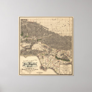  kaart van Los Angeles County CA (1900) Canvas Afdruk