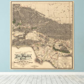  kaart van Los Angeles County CA (1900) Canvas Afdruk (Insitu (Houten vloer))
