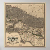  kaart van Los Angeles County CA (1900) Poster (Voorkant)
