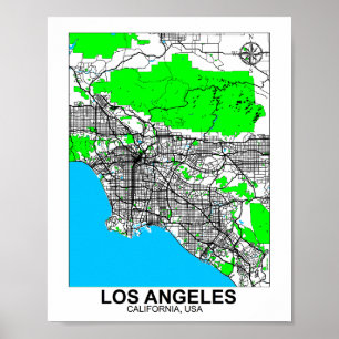 Kaart van Los Angeles Poster