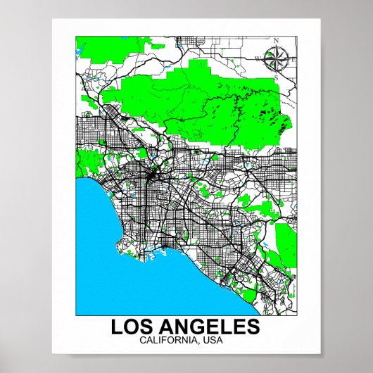 Kaart van Los Angeles Poster (Voorkant)