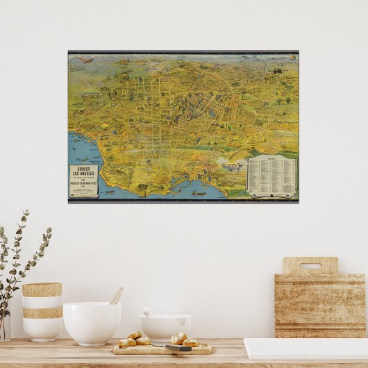  kaart van Los Angeles Poster (Keuken)