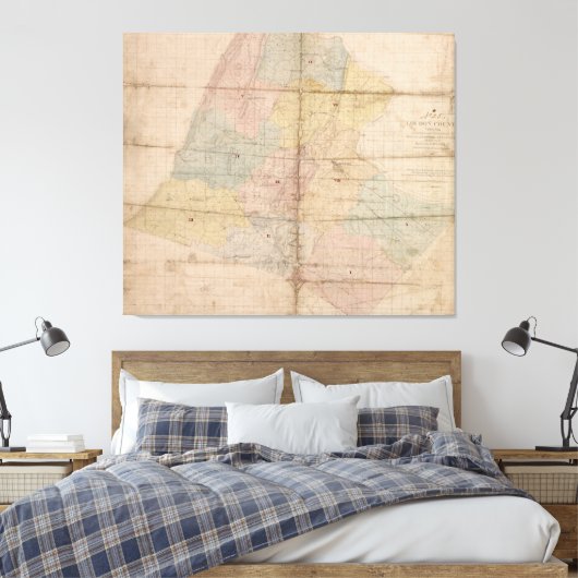  kaart van Loudoun County Virginia (1861) Canvas Afdruk (Insitu (Slaapkamer))