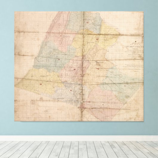  kaart van Loudoun County Virginia (1861) Canvas Afdruk (Insitu (Houten vloer))
