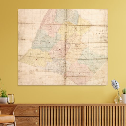  kaart van Loudoun County Virginia (1861) Canvas Afdruk (Insitu (Woonkamer))