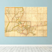 kaart van Louisiana (1816) Canvas Afdruk (Insitu (Houten vloer))