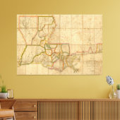 kaart van Louisiana (1816) Canvas Afdruk (Insitu (Woonkamer))