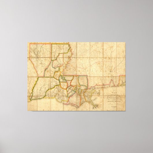 kaart van Louisiana (1816) Canvas Afdruk (Voorkant)