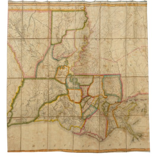  kaart van Louisiana (1816) Douchegordijn (Voorkant)
