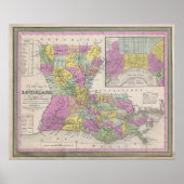 kaart van Louisiana (1853) Poster (Voorkant)