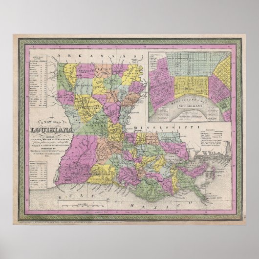 kaart van Louisiana (1853) Poster (Voorkant)