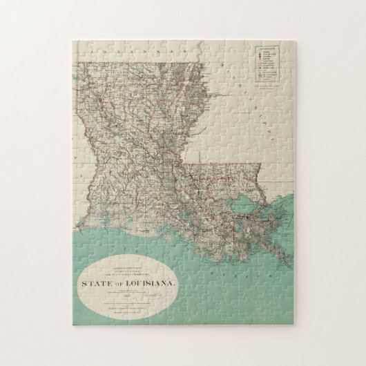kaart van Louisiana (1887) Legpuzzel (Verticaal)