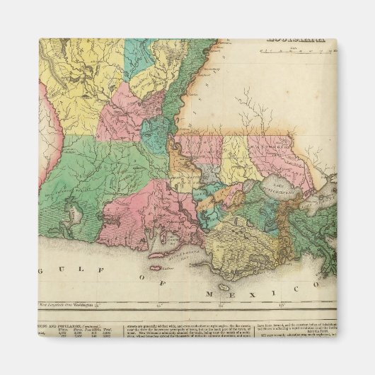 Kaart van Louisiana Magneet (Voorkant)