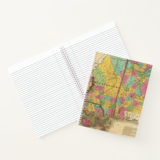 Kaart van Louisiana Mississippi en Alabama Notitieboek (Binnen)