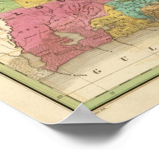 Kaart van Louisiana Mississippi en Alabama Poster (Hoek)