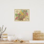 Kaart van Louisiana Mississippi en Alabama Poster (Keuken)