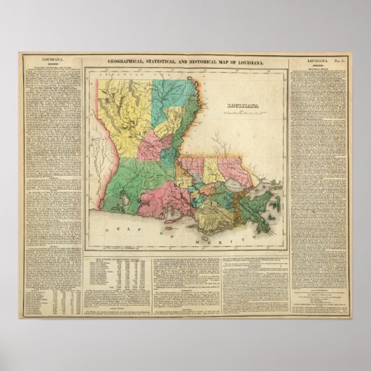 Kaart van Louisiana Poster (Voorkant)