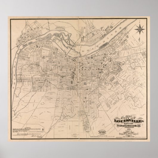  kaart van Louisville Kentucky (1873) Poster (Voorkant)
