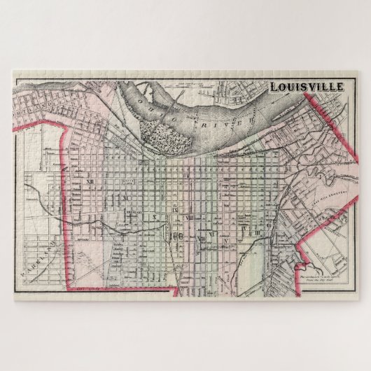 kaart van Louisville Kentucky (1884) Legpuzzel (Horizontaal)