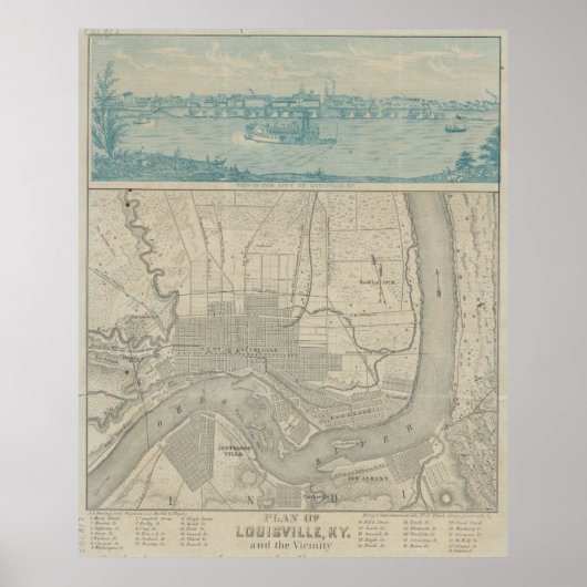  kaart van Louisville KY (1870) Poster (Voorkant)