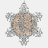  kaart van Luik België (1905) Tin Sneeuwvlok Ornament (Voorkant)