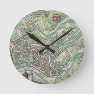 Kaart van Luxemburg, van "Civitates Orbis Terrarum Ronde Klok