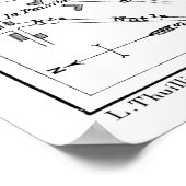 kaart van Lyon Frankrijk (1888) Poster (Hoek)