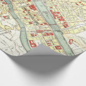 kaart van Lyon Frankrijk (1900) Cadeaupapier (Hoek)