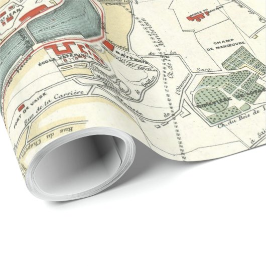 kaart van Lyon Frankrijk (1900) Cadeaupapier (Rol Hoek)