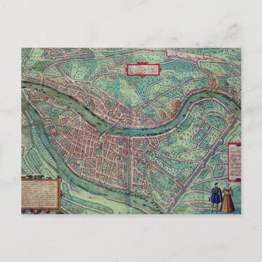 Kaart van Lyon, van "Civitates Orbis Terrarum" doo (Voorkant)
