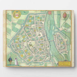 Kaart van Maastricht, van "Civitates Orbis Terraru Fotoplaat