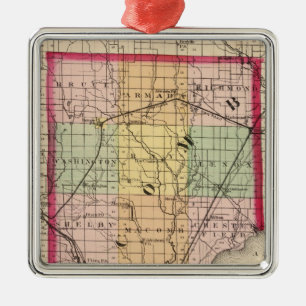 Kaart van Macomb County, Michigan Metalen Ornament