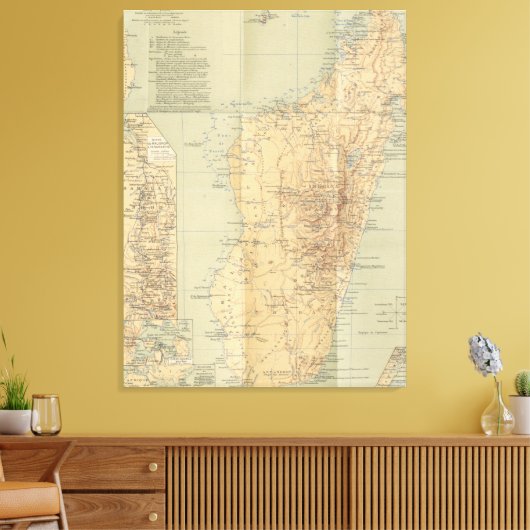  kaart van Madagaskar (1896) Canvas Afdruk (Insitu (Woonkamer))