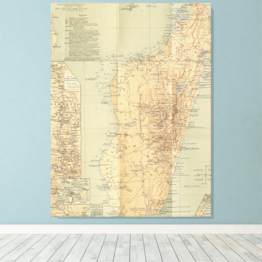  kaart van Madagaskar (1896) Canvas Afdruk (Insitu (Houten vloer))