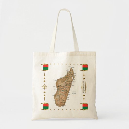 Kaart van Madagaskar + vlag Tote Bag (Voorkant)