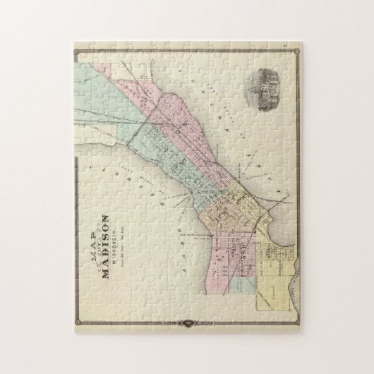  kaart van Madison (1878) Legpuzzel (Verticaal)