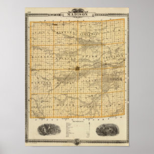 Kaart van Madison County, staat Iowa Poster