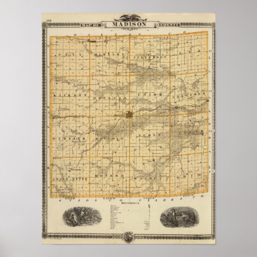 Kaart van Madison County, staat Iowa Poster (Voorkant)