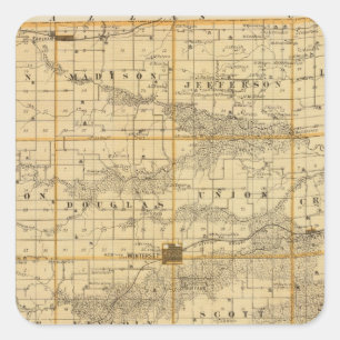 Kaart van Madison County, staat Iowa Vierkante Sticker