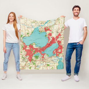  kaart van Madison Wisconsin (1959) Fleece Deken