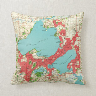  kaart van Madison Wisconsin (1959) Kussen