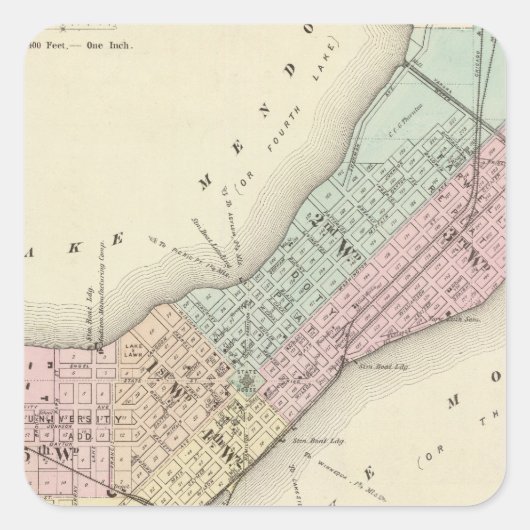 Kaart van Madison, Wisconsin Vierkante Sticker (Voorkant)