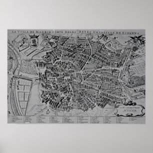 Kaart van Madrid Poster