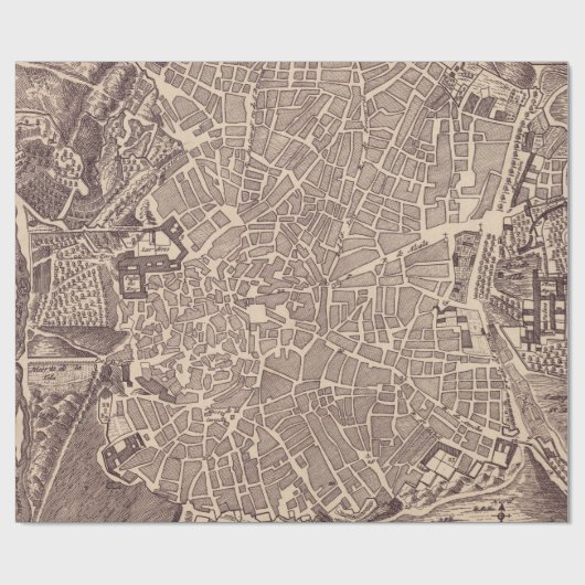  kaart van Madrid Spanje (1702) Cadeaupapier (Vlak)