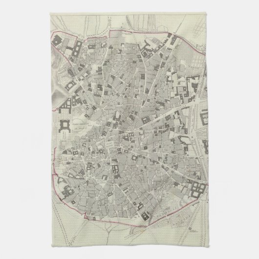  kaart van Madrid Spanje (1831) Theedoek (Verticaal)